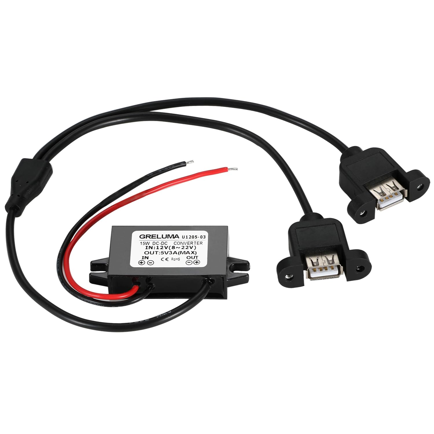 Wytino DC-DC Abwärtswandler – 12V/24V Auf USB 5V 3A, Nicht Isoliert, Mit Überlast- Und Kurzschlussschutz, Für Auto, Solar & Mehr