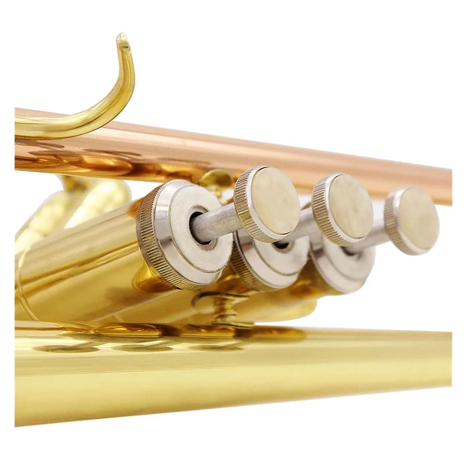 trąbka instrument Profesjonalna muzyczna trąbka Bb B płaski materiał mosiężny Trompeta instrument dęty z akcesoriami do futerału na ustnik(Color:Gold Silver)