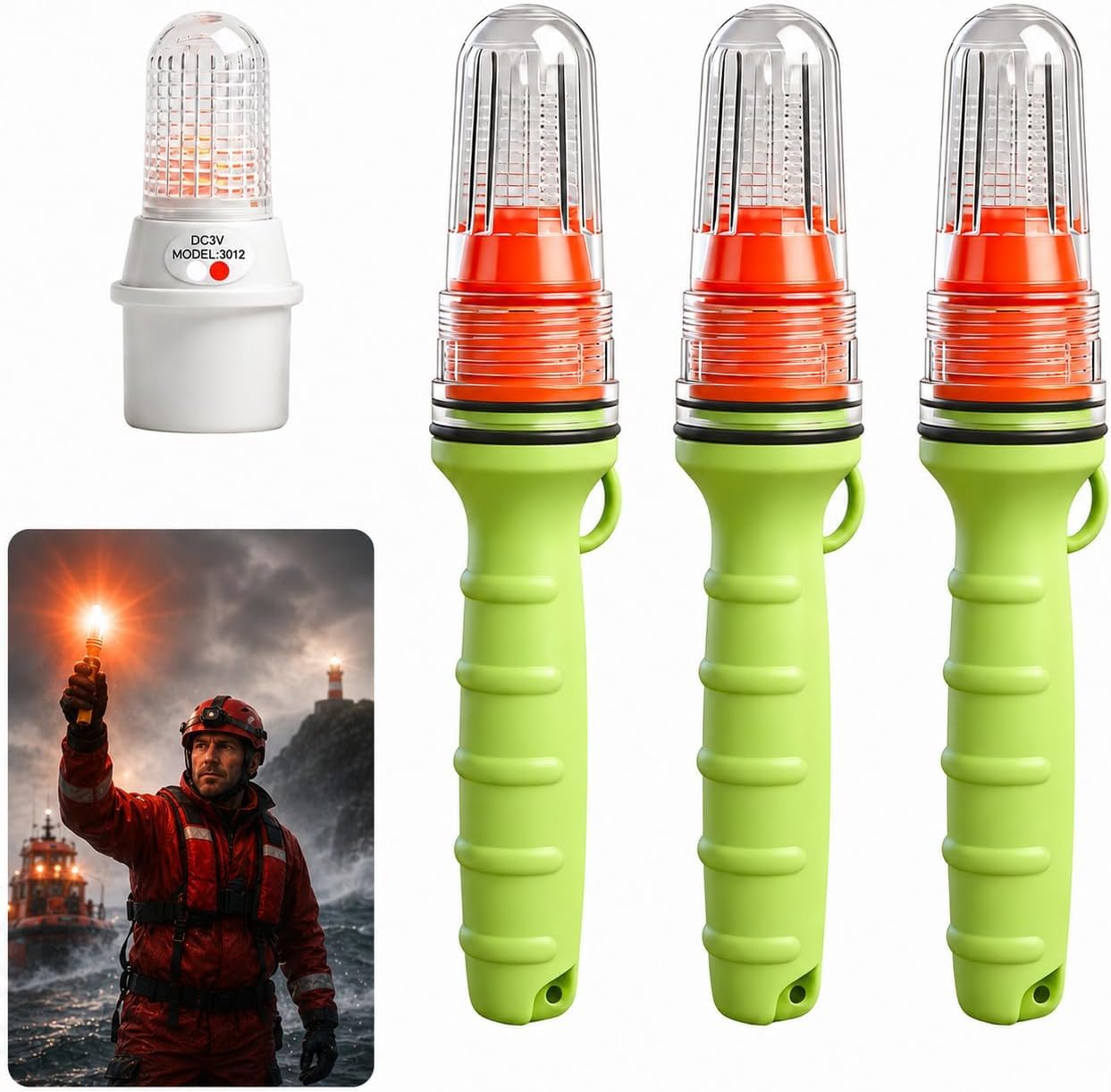 2026 Upgraded LED Electronic Marine Distress Flare, 2.5 Nautical Miles Auto Sensor, Emergency Signal Light for Boats, Fishing Nets, Buoys, Life Rafts (Red)