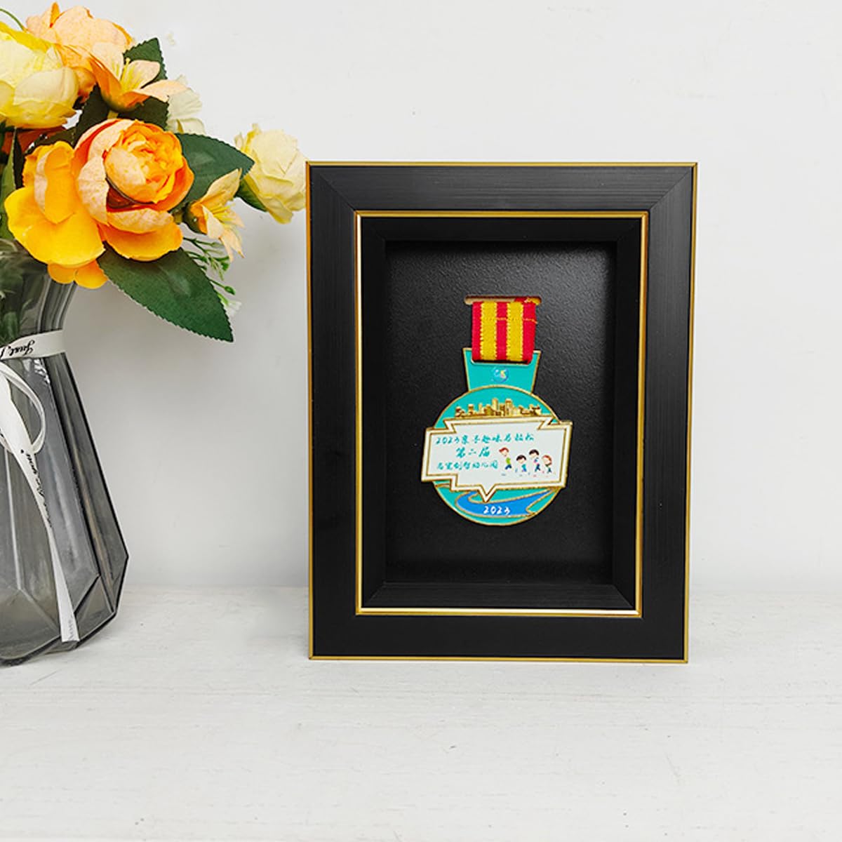 Medal Display-Medal Display Box-3D Medal Box Photo Frame Marathon Medal Display Stand, Triathlon, Football Gymnastics, All Sports Medal Badge (8*6in) (8*6in)