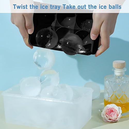 Miniatura 2 de Unigul Bandejas para cubitos de hielo para congelador (paquete de 2), molde para hacer bolas de hielo de 2 pulgadas, molde redondo para cubitos de