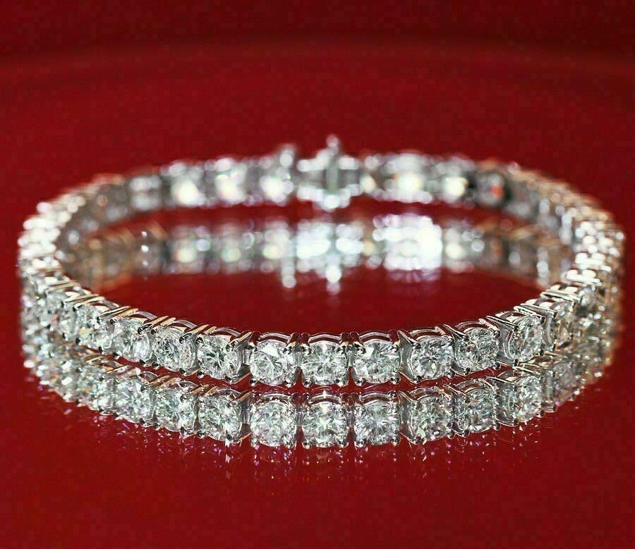 14k White Gold Finish 5.70 Ct Round Cut Diamond For Unisex Tennis Bracelet2