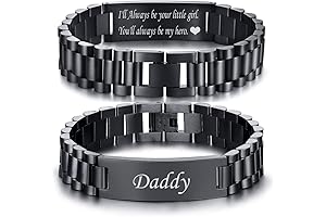 Engrave Stainless Steel Men Link Chain Bracelet Gift for Father
