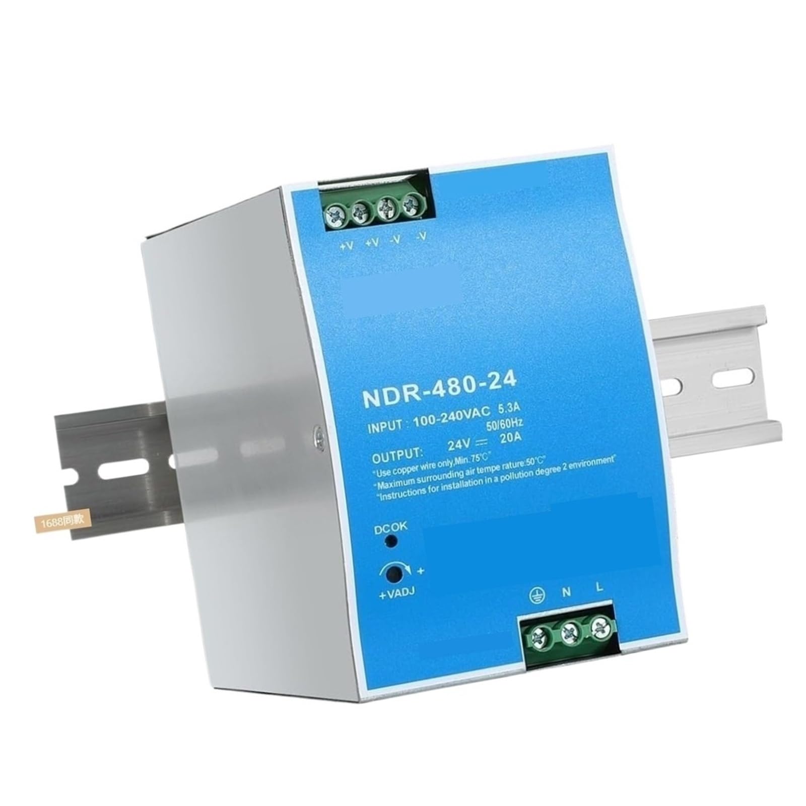 Alimentation sur rail DIN NDR-480-24 dans l'atelier d'automatisation