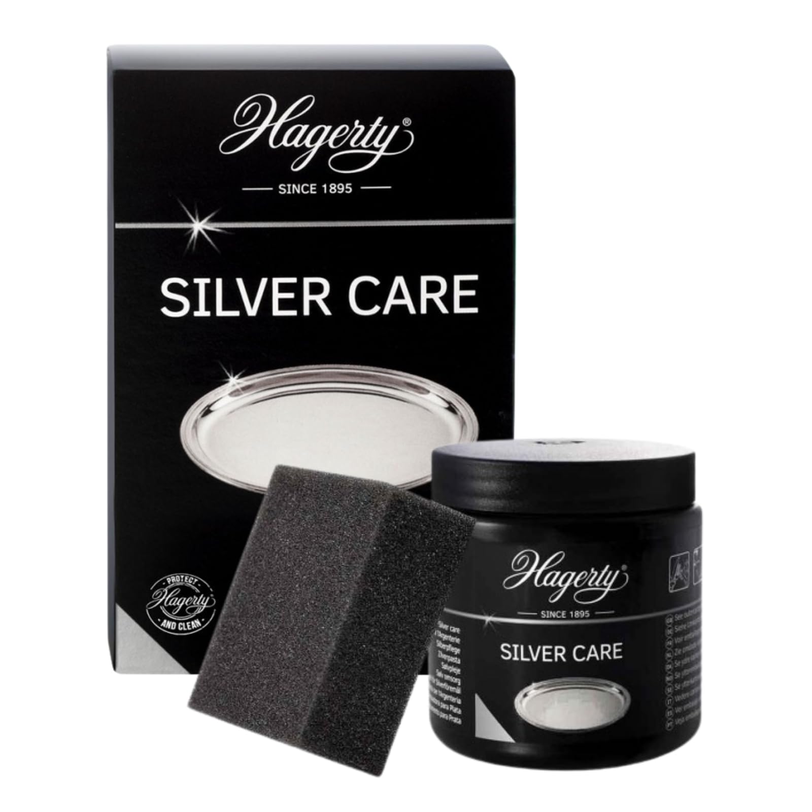 Silver Care Silver Paste 185 g I Efficient polishing paste for cleaning & care of silver & silver plated metal I Silver polish for tarnished silverware plates I incl. sponge