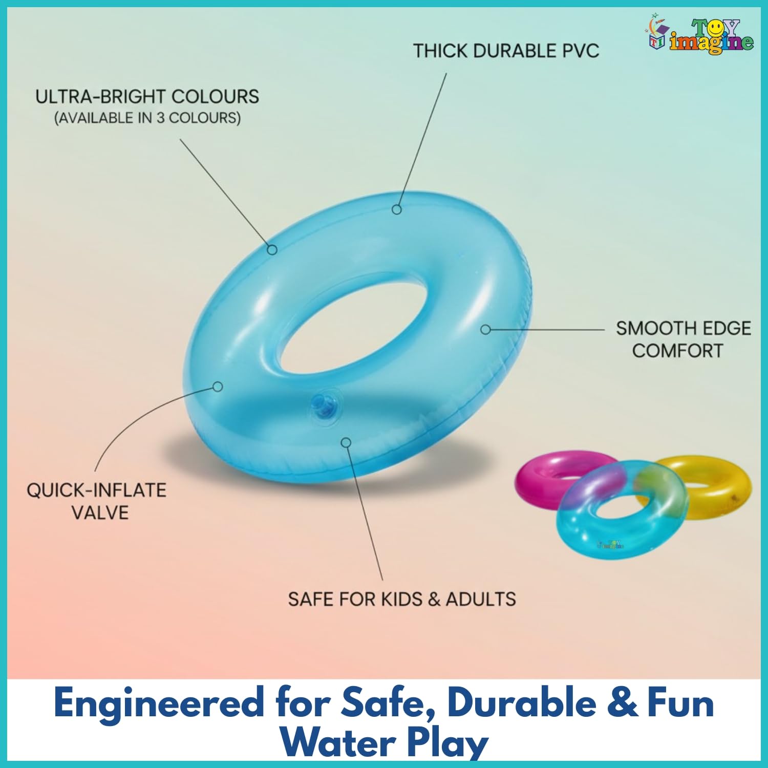 Toy Imagine 30" (76 cm) Transparent Inflatable Swimming Pool Safety for Kids | Pool Safety for Swimming Training & Fun for Boys and Girls (Age 6 to 10 Years) Assorted 2