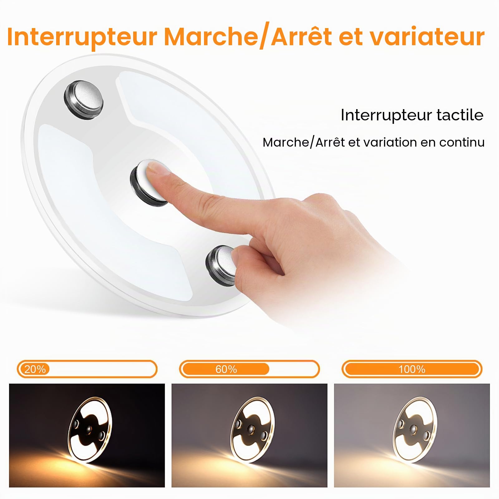 4 x Plafonnier 12V Camping-Car LED Dimmable 75mm 235LM 3000K Panneau Éclairage Intérieur avec Interrupteur Tactile/Lumière Bleue pour Bateau Camion Van Voiture, Montage en Surface