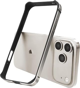 Aluminum Frame Metal Bumper Frame Hard Case Cover for iPhone 17 Pro Max, Metal Frame with Soft Inner Bumper, Raised Edge Protection for Titanium iPhone 17Pro Max, Grey
