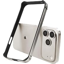 Aluminum Frame Metal Bumper Frame Hard Case Cover for iPhone 17 Pro Max, Metal Frame with Soft Inner Bumper, Raised Edge Protection for Titanium iPhone 17Pro Max, Grey