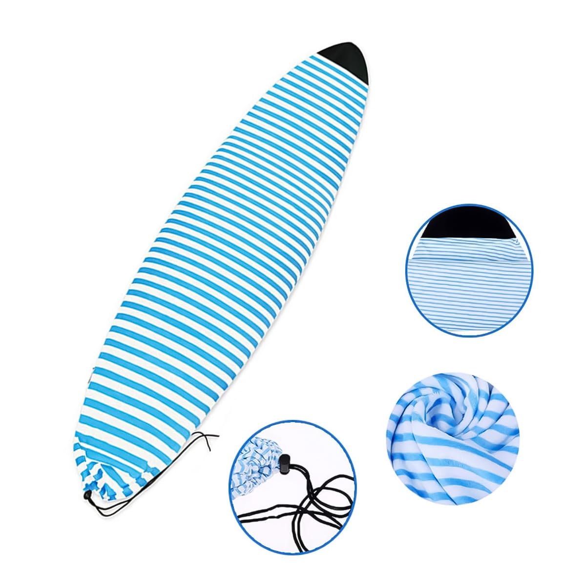 Sarini Sockenüberzug für Surfbretter,schnelltrocknende,Dehnbare Surfbretttasche mit Kordelzugverschluss – gepolsterter Nasenschutz,Surfzubehör