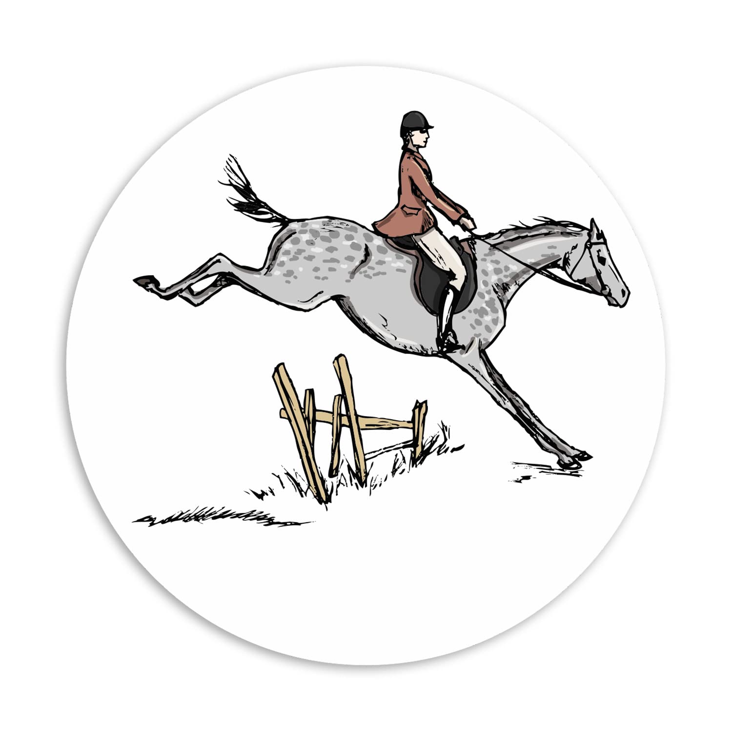 Dv Design Multi 2 X 10Cm Grey Horse Jumping Vinyl Stickers - Horses Pony Jump Sticker #70605