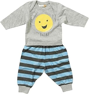 Lullaby Baby Boys I Love Mummy Daddy Sleepy Awake Elephant Pyjama Sets UK Seller - Yellow Awake