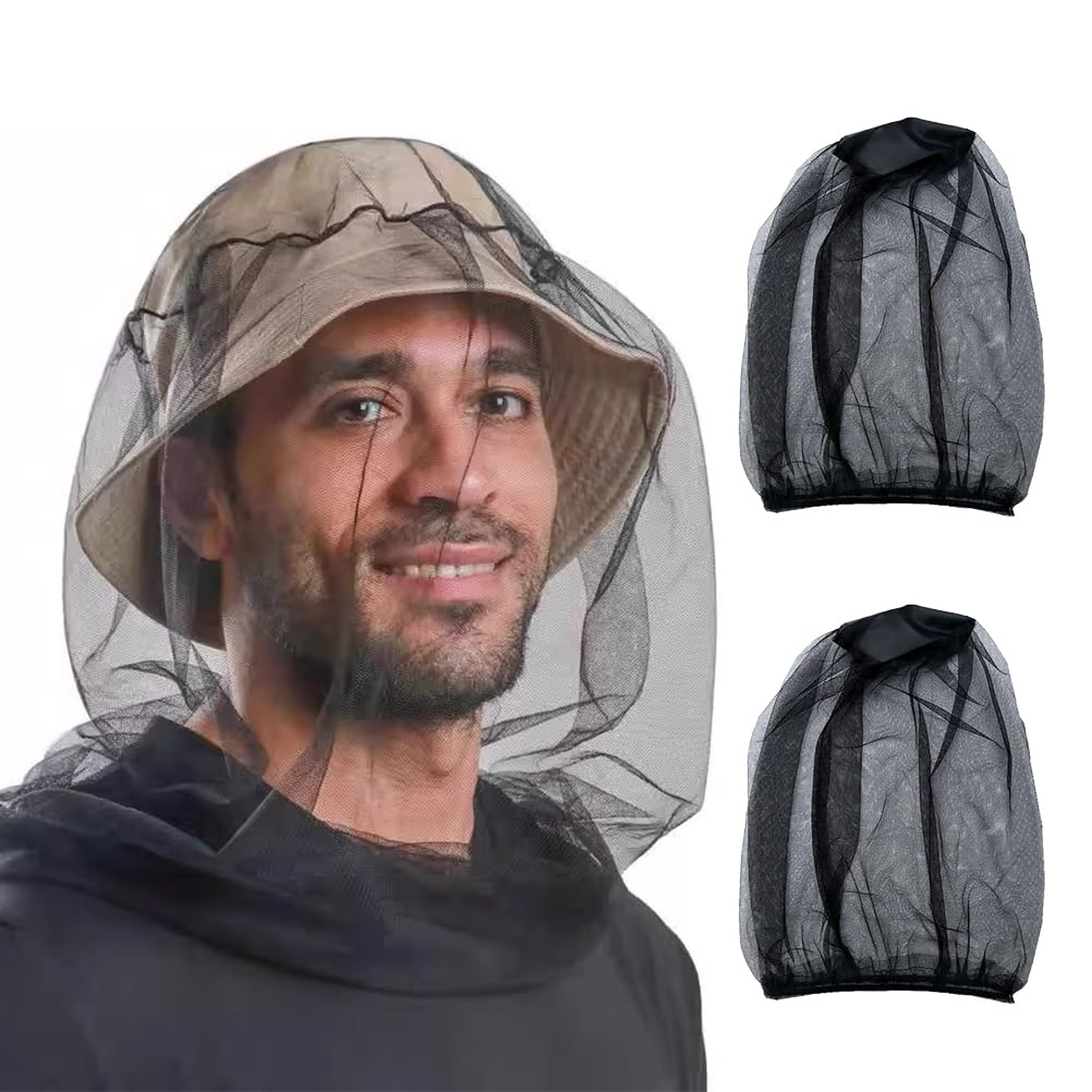 Cagoules Anti-moustiques Noires - Lot De 4 - Taille Unique 48x38 Cm - Pour Camping, Randonnée, Voyage