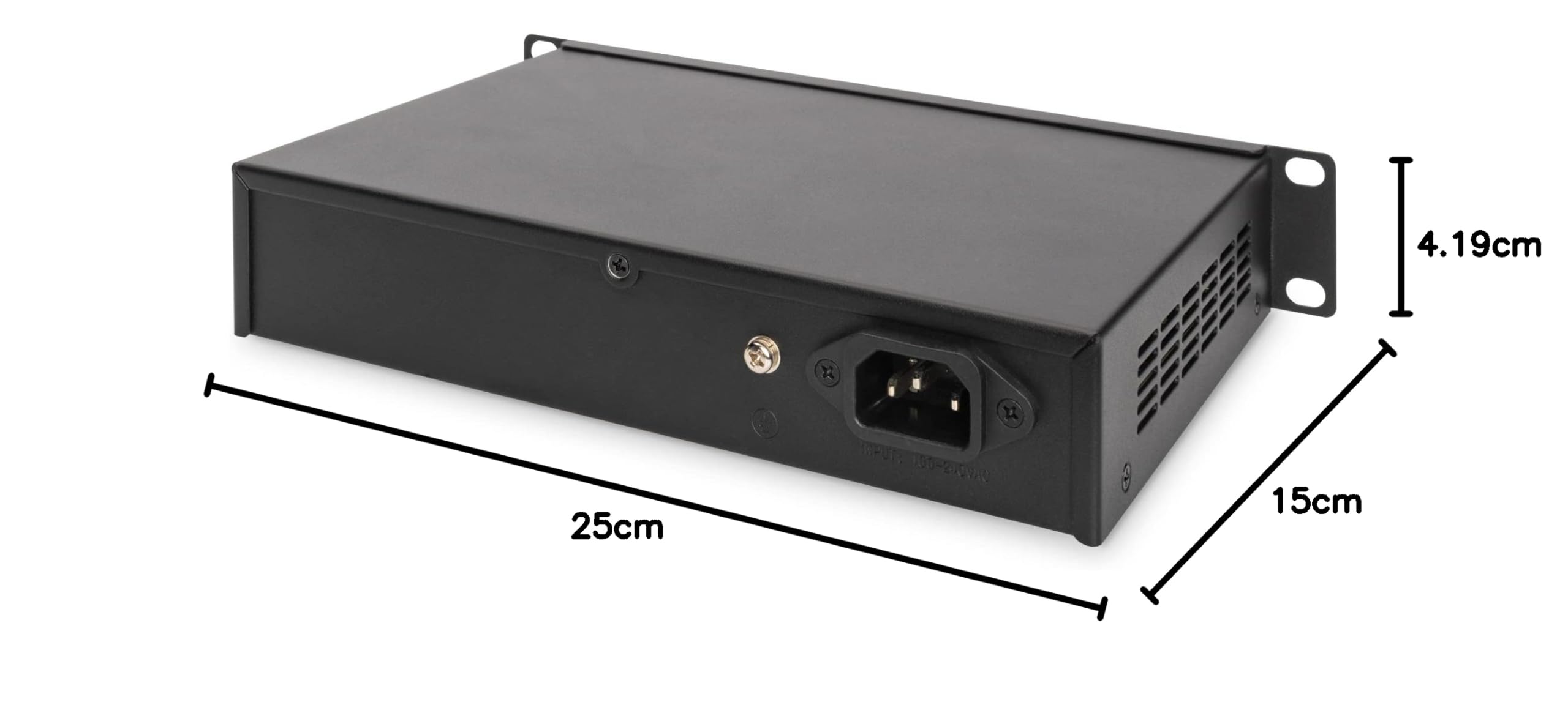 DIGITUS Netzwerk-Switch – 10 Zoll 1HE – 1 Gbit/s – 16 Ports – Unmanaged | 16x RJ45 – Auto MDI/MDI-X – Gigabit Ethernet – Für 10-Zoll (254 mm) Netzwerkschränke – Schwarz