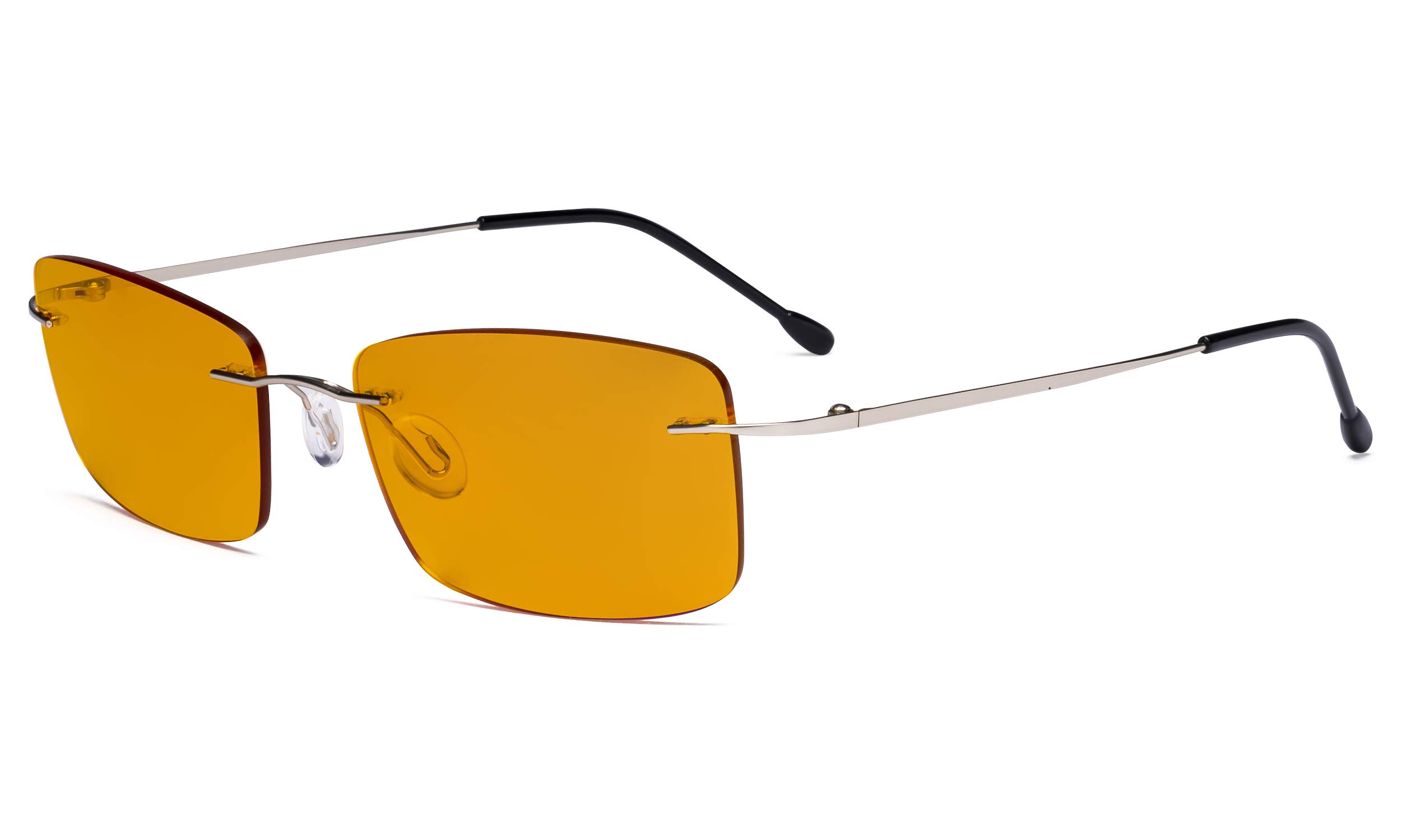 Eyekepper Titanium Rimless Orange Tinted Lenses Computer Reading Glasses Readers Men Women