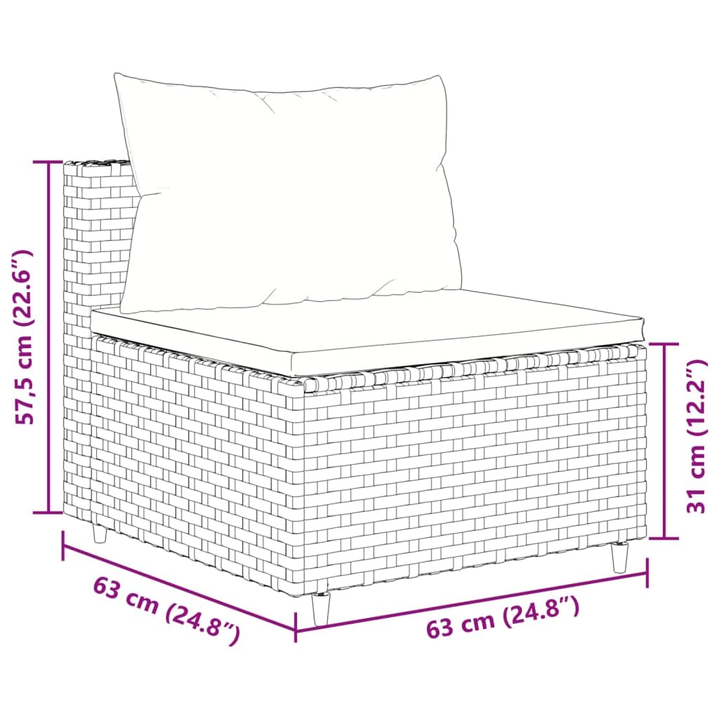 Set Divani da Giardino 9pz Marrone in Polyrattan con Cuscini per Terrazza Patio e Balcone, Arredo Lounge Resistente al Sole e all'Acqua per Relax e Spazi Esterni