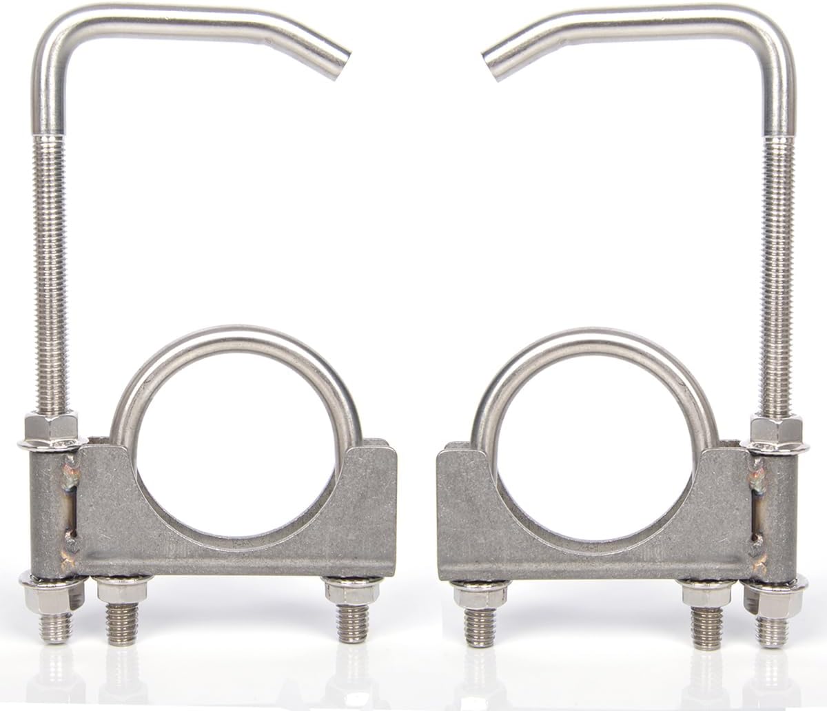 Universal 2 Inch Stainless Exhaust Clamp with Hanger Rod for 2" Exhaust Pipes