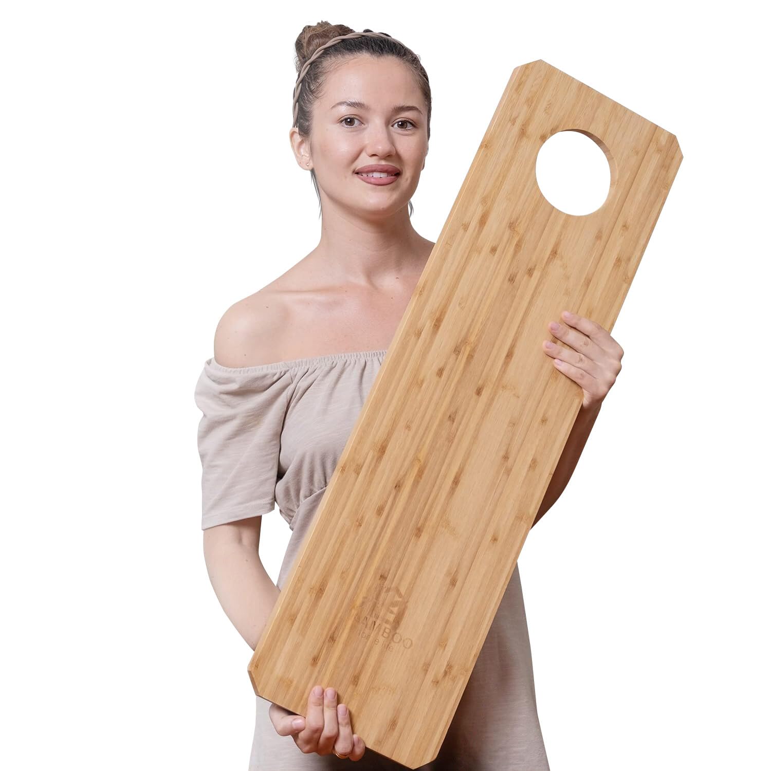 Long Charcuterie Board - 30 Inch Long Cheese Board Includes Hole for Dips or to Hang on Wall - Great for Meats, Cheeses, Appetizers Platter At Parties, Gifts