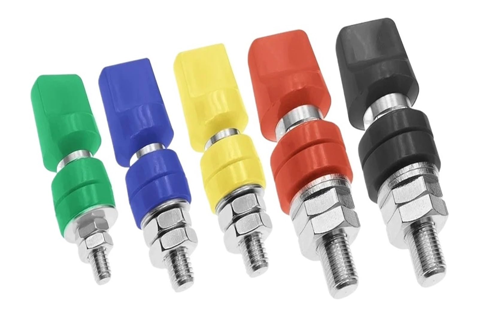 5 Stück 50-100 A Messing-Muttern mit Kappen M6/M8/M10 Bananenstecker 4 mm für große Stromkreise (Schwarz, M8 70 A)