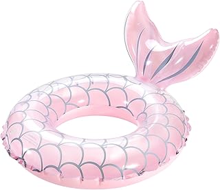 HeySplash Mermaid Pool Float, Mermaid Tail Shaped Pool Swimming Float Tube Ring Floatie, Summer Water Fun Beach Party Swimming Pool Toys for Kids Children Adults Water Activities, Pink