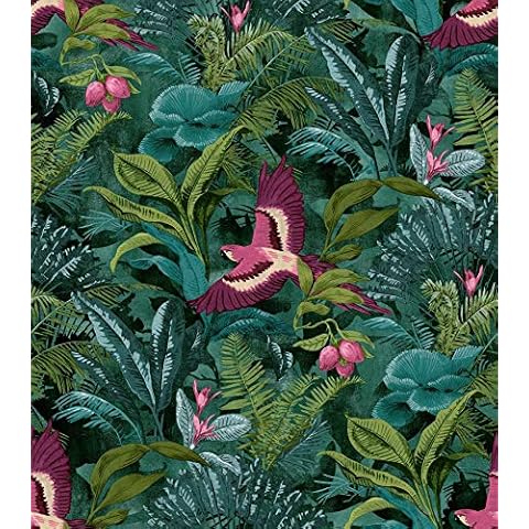 YöL Tropical Rainforest Wallpaper with Birds Cover
