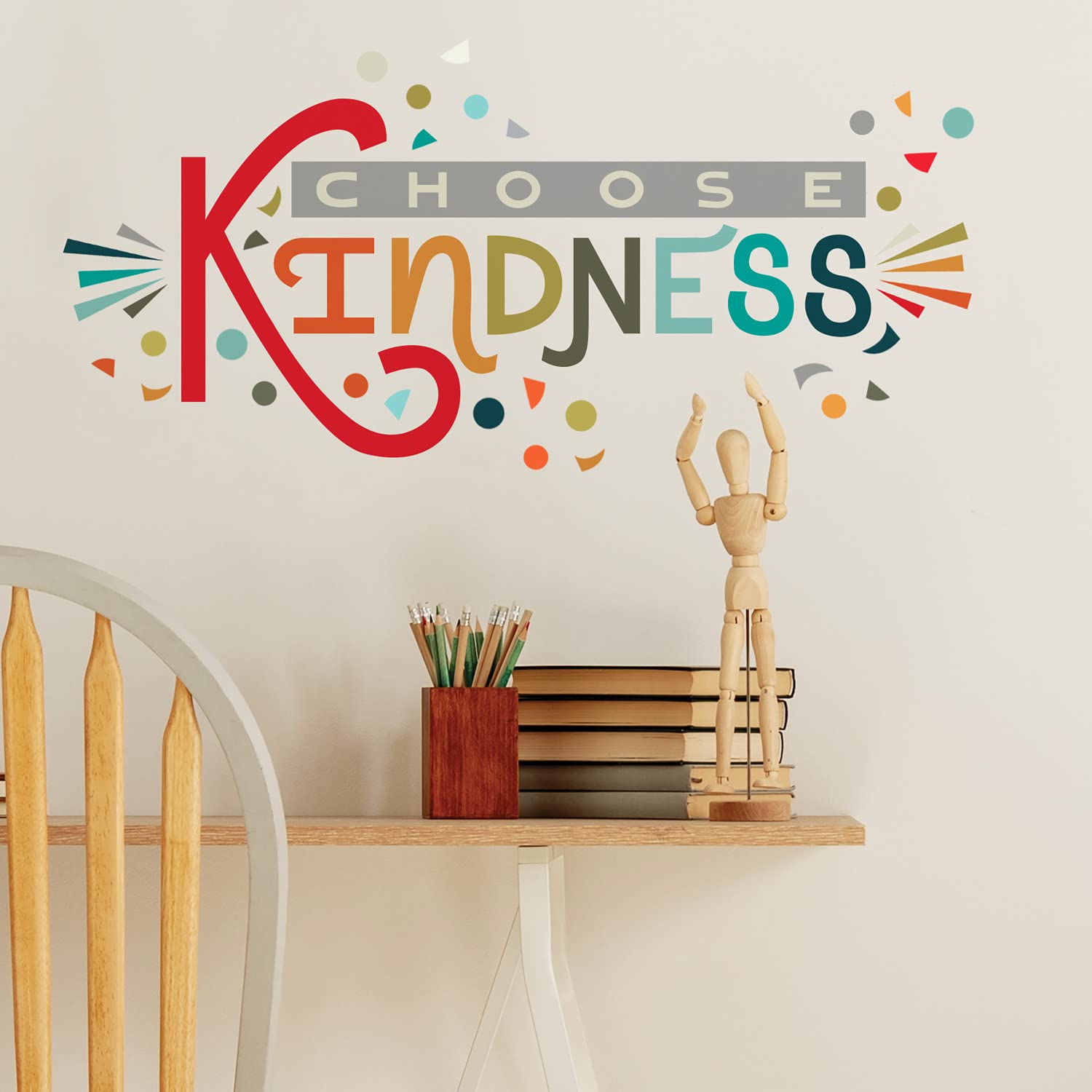 RoomMates RMK5329GM Rainbow Choose Kindness Giant Peel and Stick Duvar Çıkartmaları, kırmızı, Turuncu, Camgöbeği