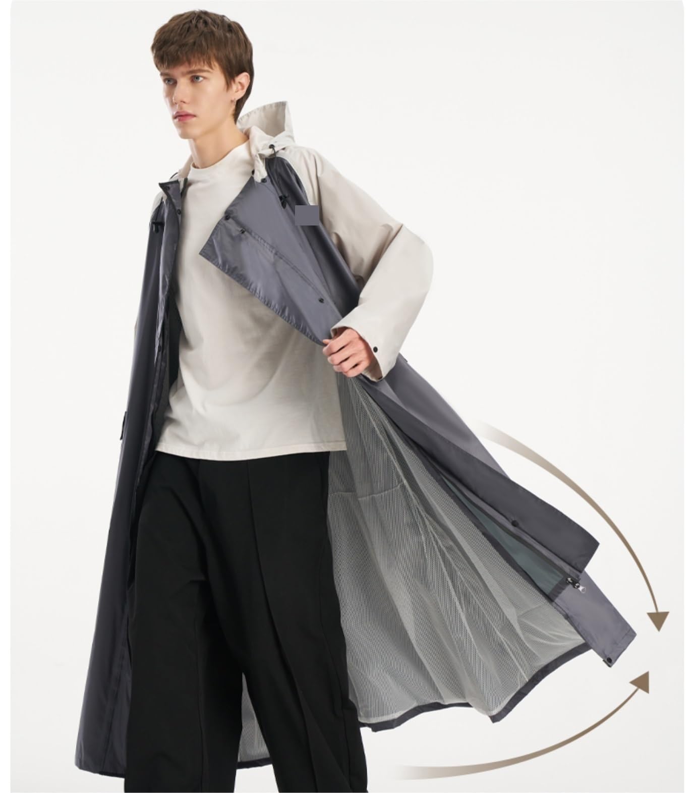 Poncho Antipioggia Impermeabile Impermeabile Da Uomo, Giacca Antipioggia Lunga Con Cappuccio, Cappotto Pesca Di Emergenza Mantella Antipioggia