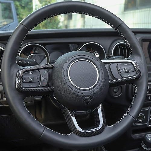 Miniatura 4 de CheroCar JL JT - Fundas de volante de fibra de carbono para Jeep Wrangler JL 2018-2025+, para Jeep Gladiator JT 2020-2025+, accesorios interiores,