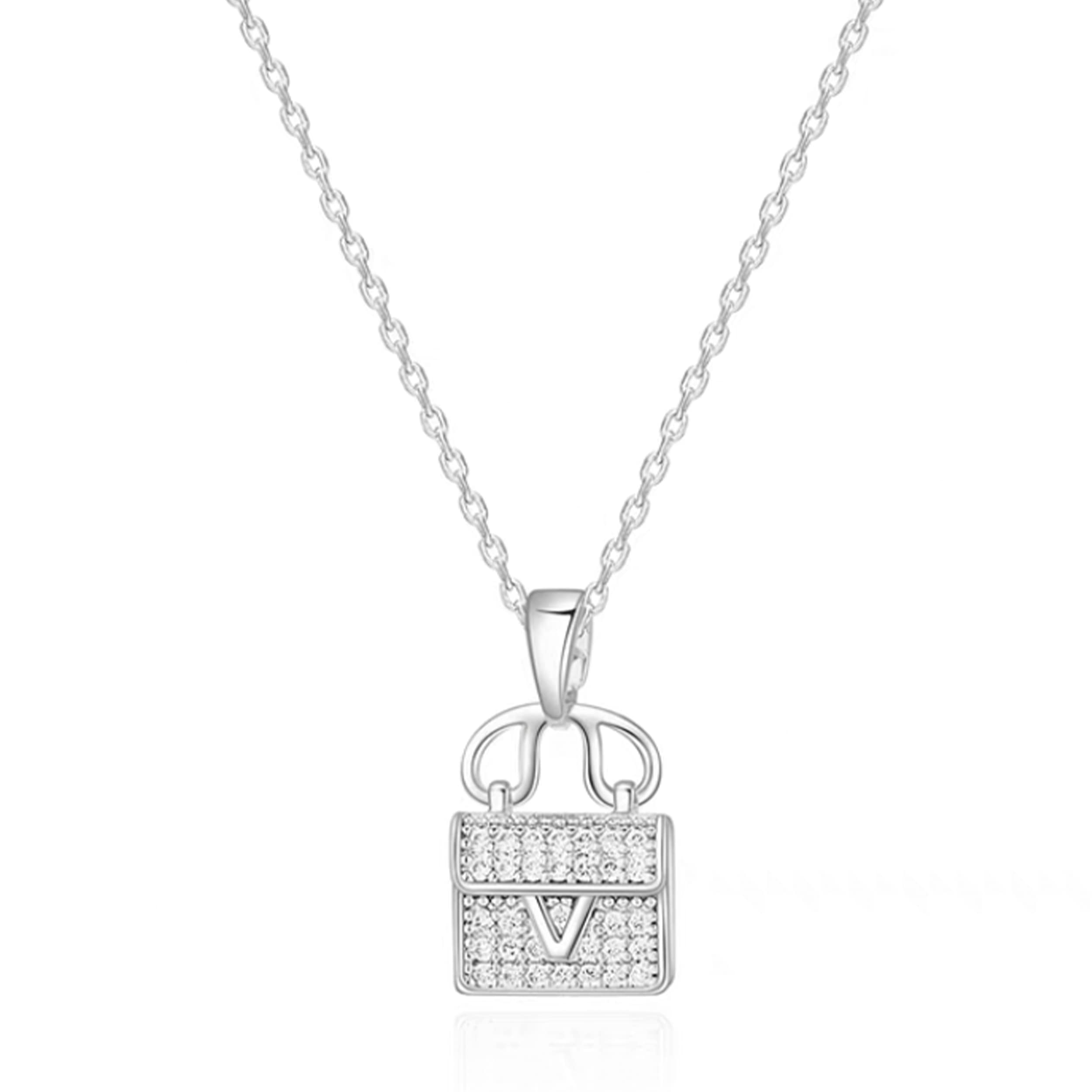 VIVANILLA Elegant Titanium Steel Heart Shape Necklace Silver Chain Pendant for Women and Girls Ideal Gift for Loved One (Necklace-01-Bag) (B0C5M3Q3YF) Amazon Price History, Amazon Price Tracker