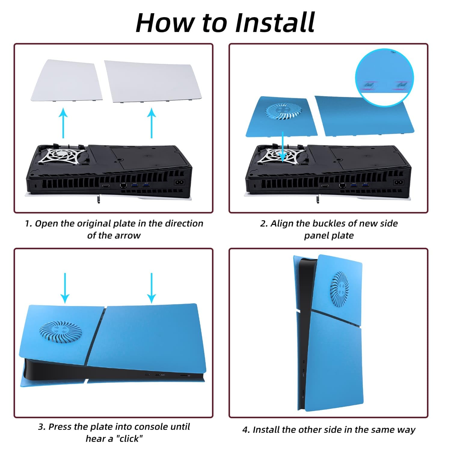Mcbazel PS5 Slim Faceplate Remplacement ABS Housse de Protection de Façade Accessoires de Ventilation pour PlayStation 5 Slim Digital Edition - Bleu Clair(Non pour PS5/PS5 Pro)