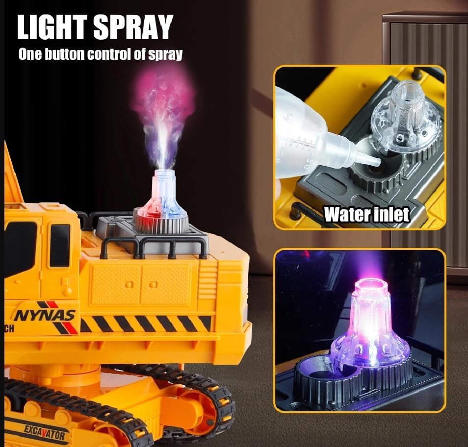 Toyshine 2.4GHZ Remote Control Rechargeable Engineering Digger Truck Construction Excavator Toy with Booster Spray Function and 360° Rotation Feature Interactive Play for Kids 3+ Boys Girls - Image 3 thumbnail