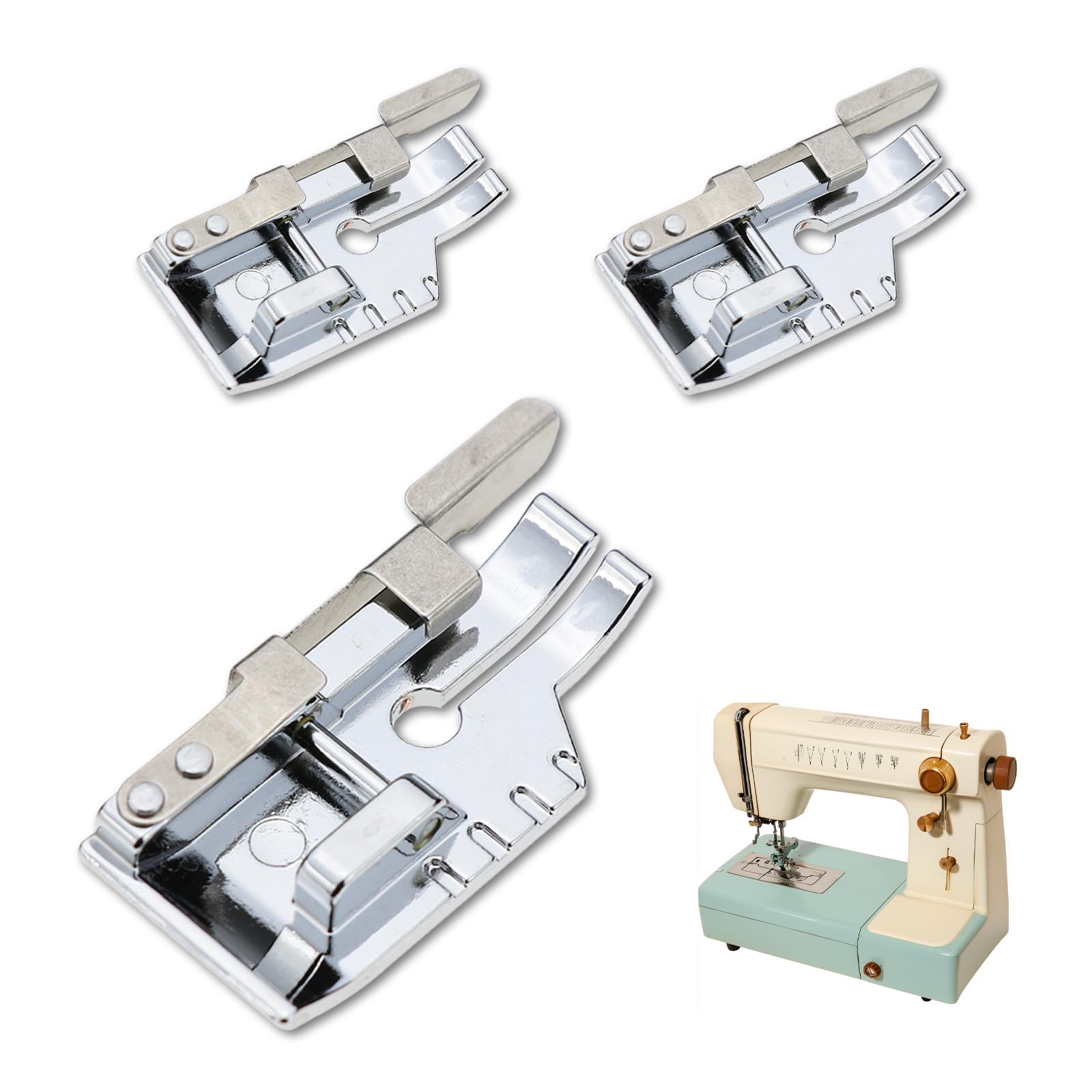 CHUOZI 3 Pcs 1/4 Inch Sewing Machine Foot w/Guide Accesorios para Patchwork Quilting Scant Quilter Presser for Seam Accuracy Quilt Supplies Clearance Feet for Long Arm Machines