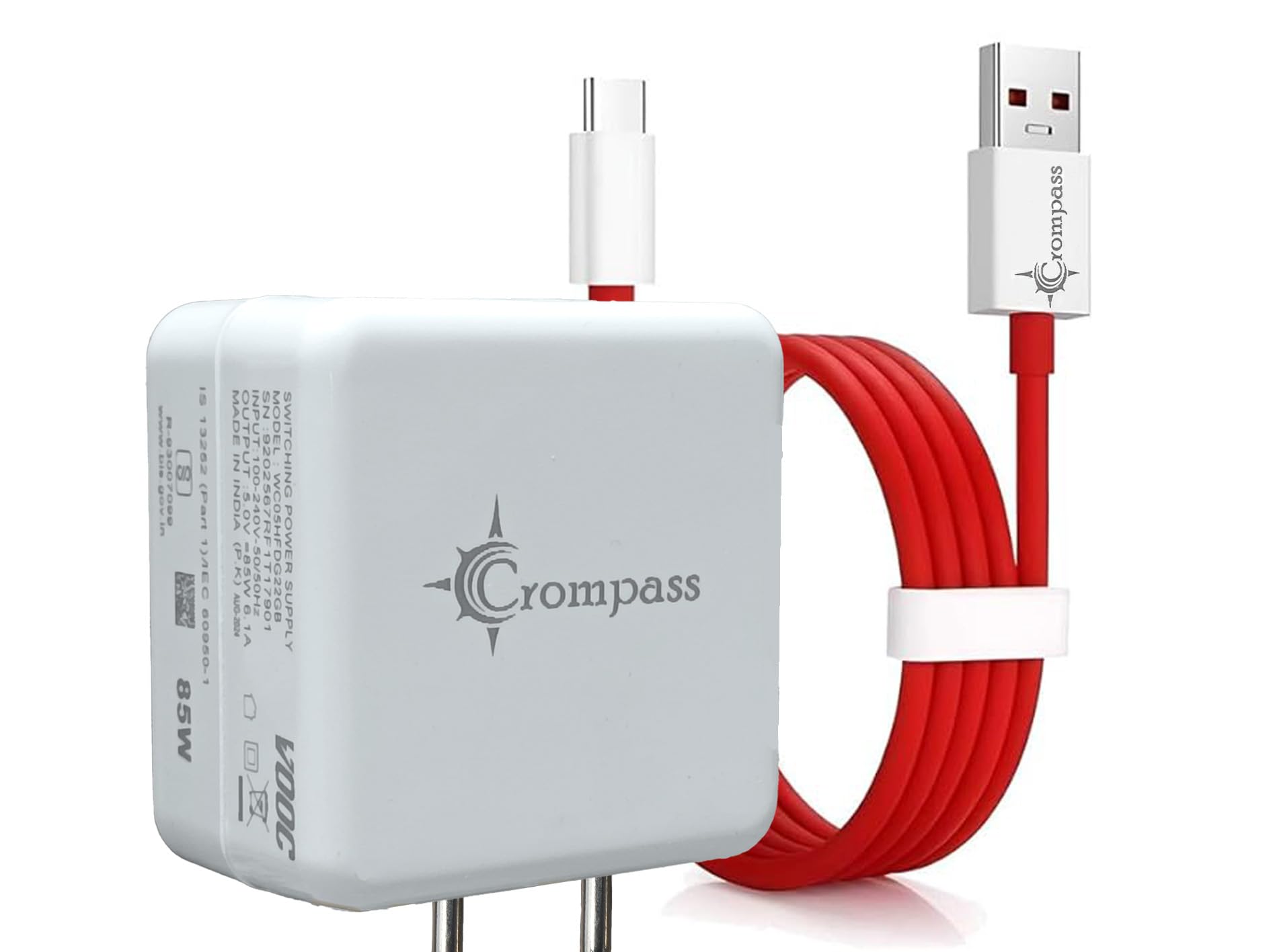 Crompass 85W Fast Charger Adapter & USB-A to Type C Cable Combo,Supports Dash, Warp, Vooc, Compatible with Samsung, SuperVooc, OnePlus, Realme, Xiaomi, Oppo, & Other Smartphones, Type C Charger. (B0DBFK5DHM) Amazon Price History, Amazon Price Tracker