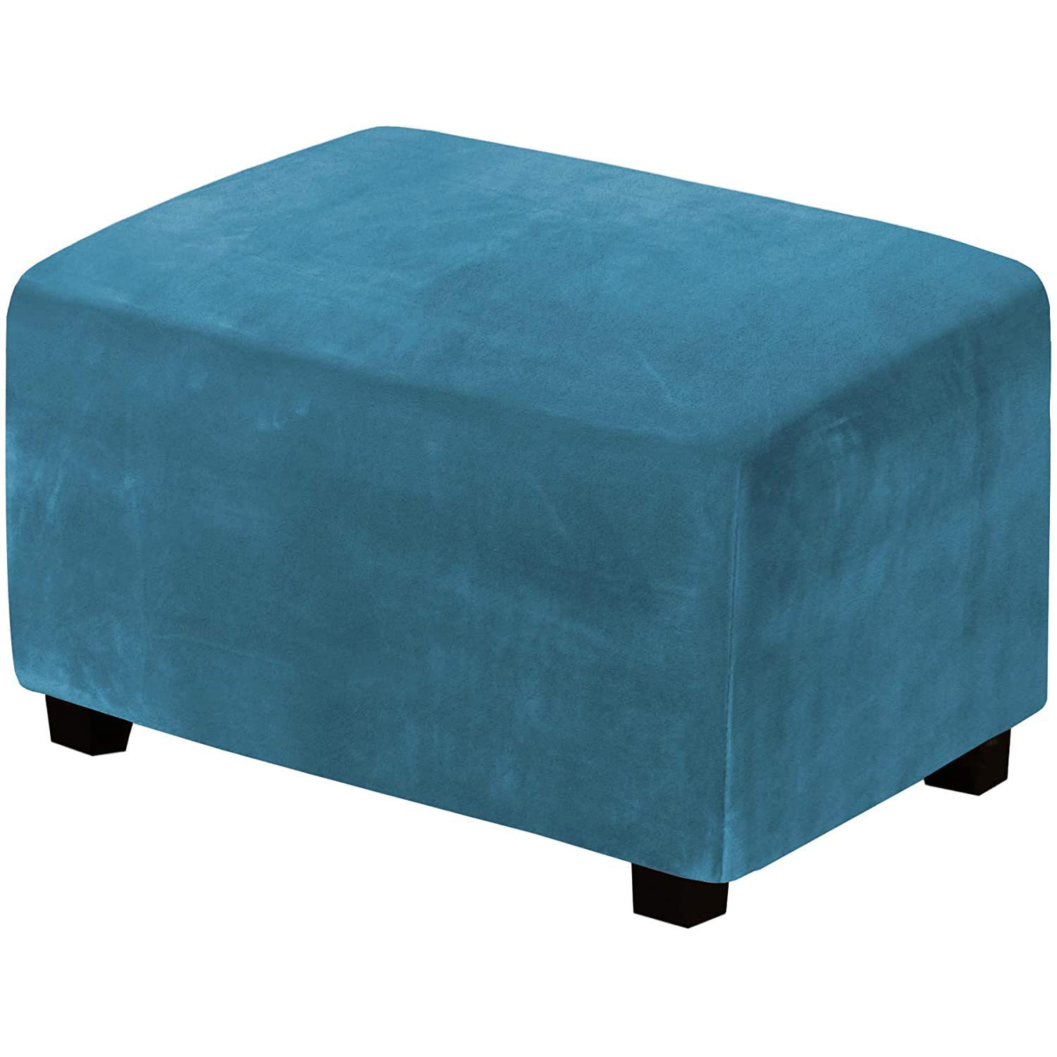 Housse de pouf extensible et pliable, protection souple grand format bleu paon
