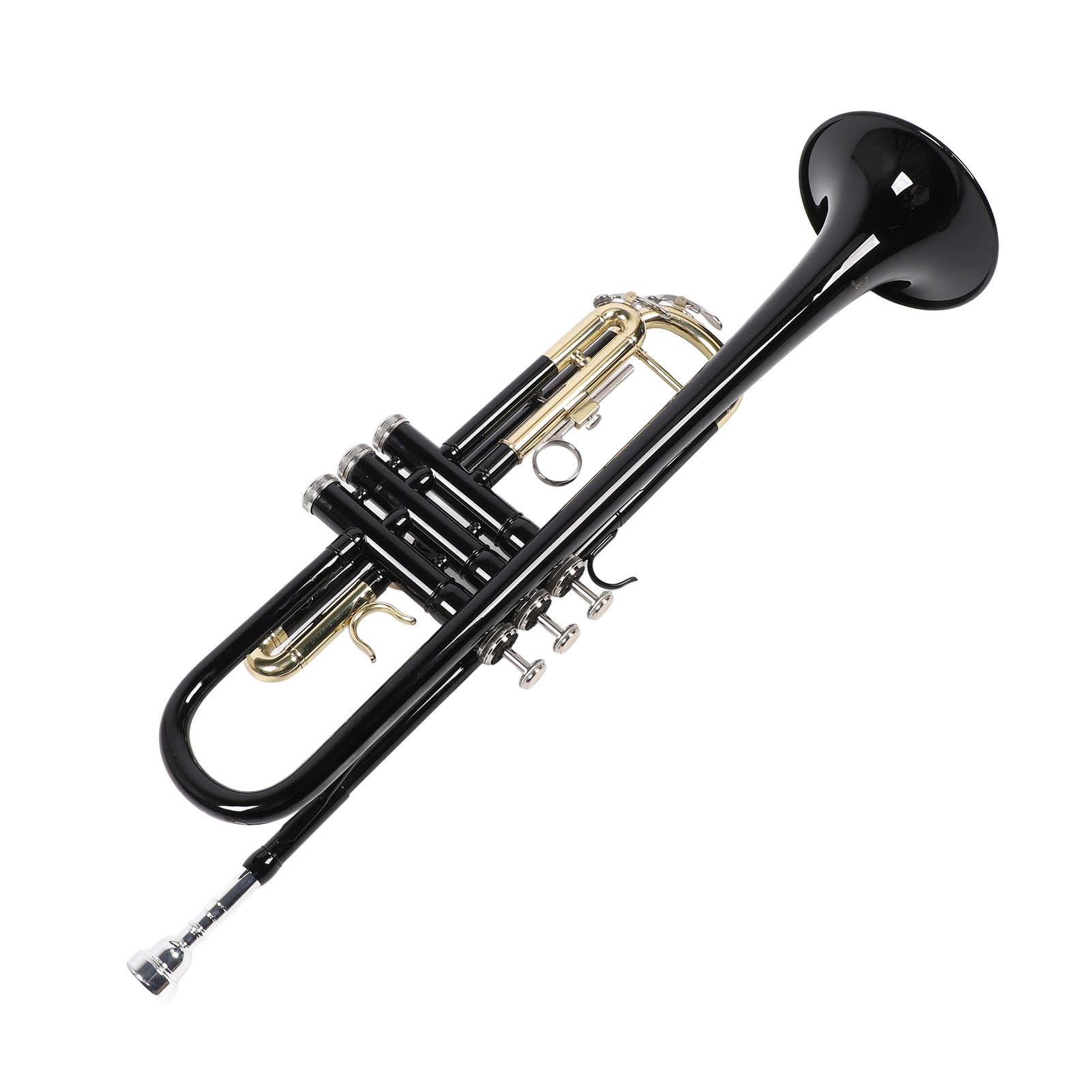 Tromba in Sib Standard Nero con Custodia Rigida, Manico Nirvo, Bocchino 7C e Kit di Pulizia per Orchestra Bande Scolastiche Studenti