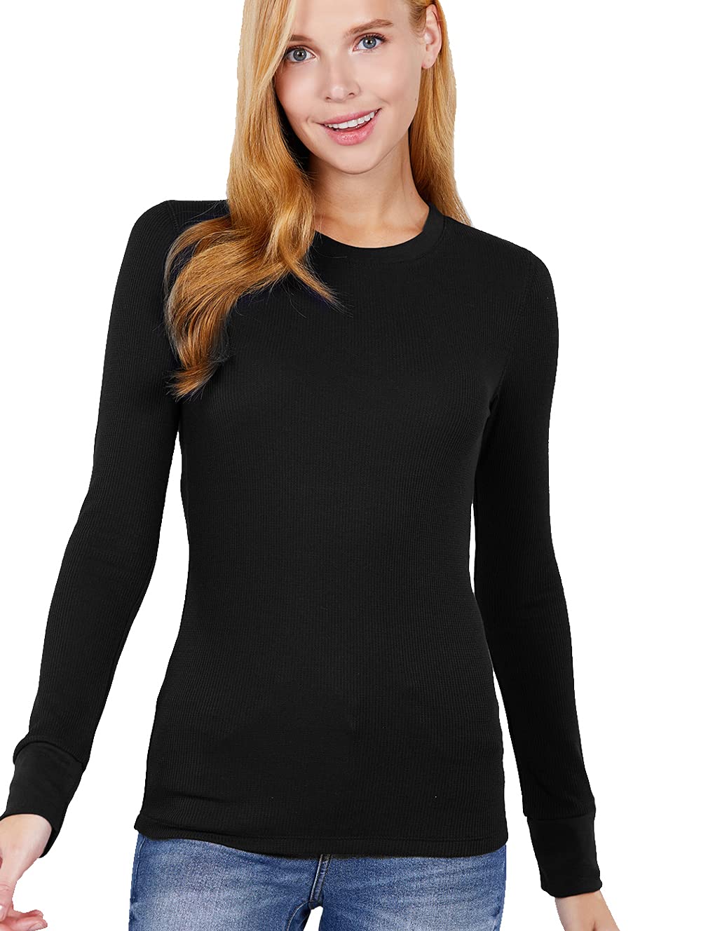 Womens Basic Solid Lightweight Long Sleeve Crew Neck & V Neck Fitted Thermal Warm wear Top Shirt Plus (S-2XL)-image-13