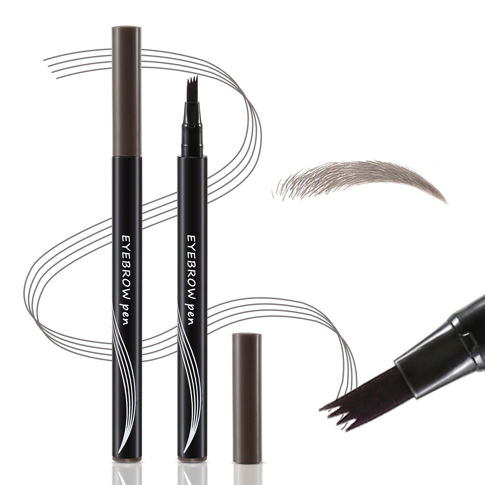 Boobeen Lápiz de Cejas Impermeable-Micro Tip Lápiz de Cejas, Lápiz Líquido con Punta Horquillada para Cejas, Crea Pelo Natural 3D para Cejas, Larga Duración