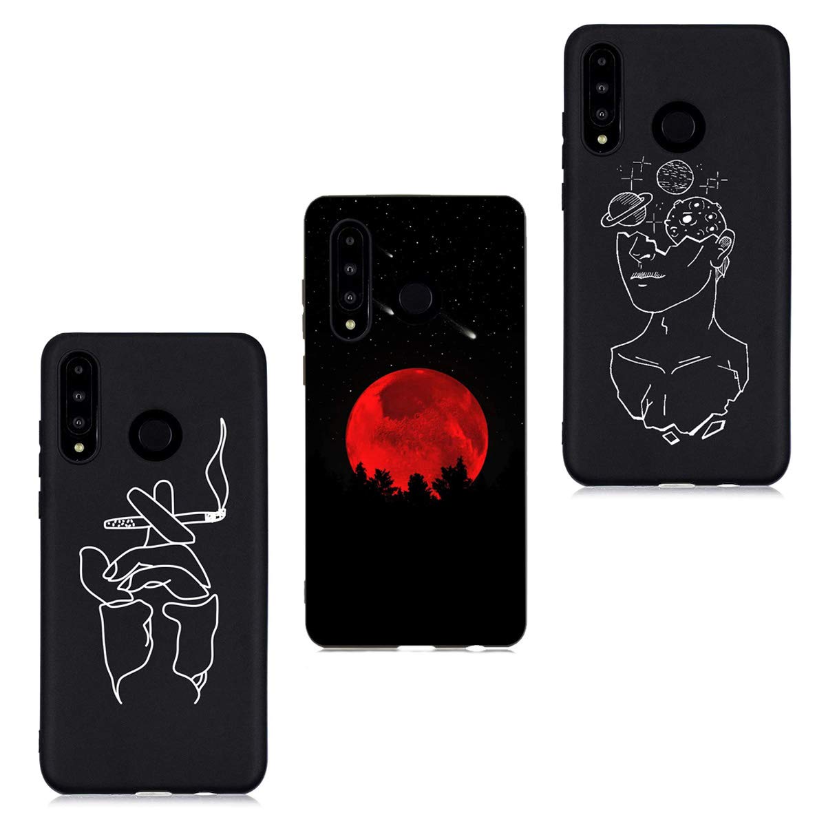 HopMore Cover Nero per Huawei P30 Lite Silicone Morbido Disegni Universo Spazio Creativa, Custodia Cover Huawei P30 Lite Antiurto Case Morbide Gomma Protettiva Caso Molle - foresta