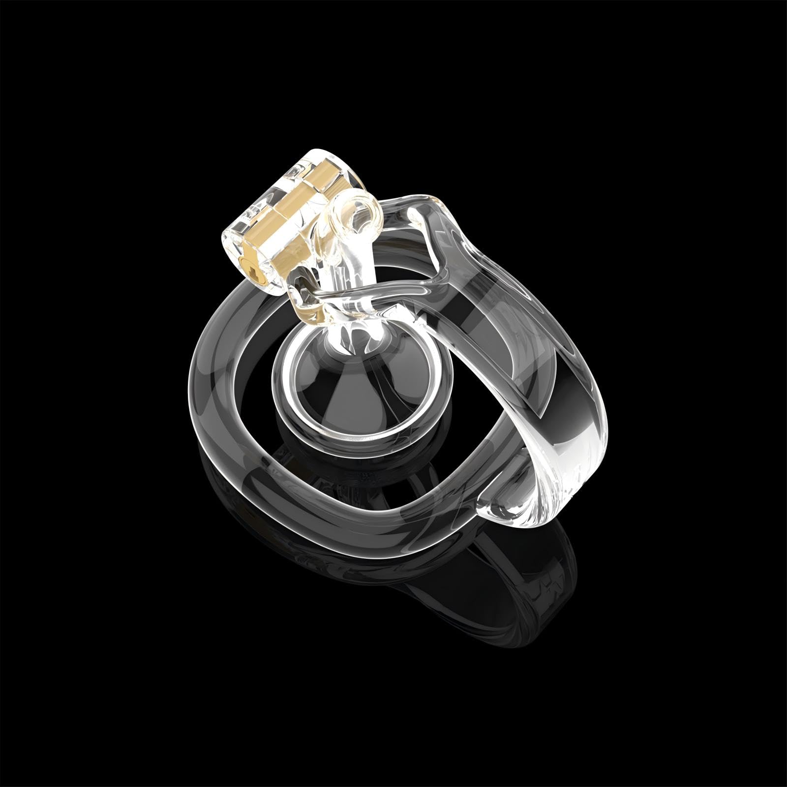 Cage de Chasteté pour Pénis Inversé Chastity Cage Man avec Ceinture et Bac Urinaire Sex Toys Cage Chastetée Légère Durable en Résine de Nylon avec Verrou pour le Bondage du Pénis (Transparent,S)