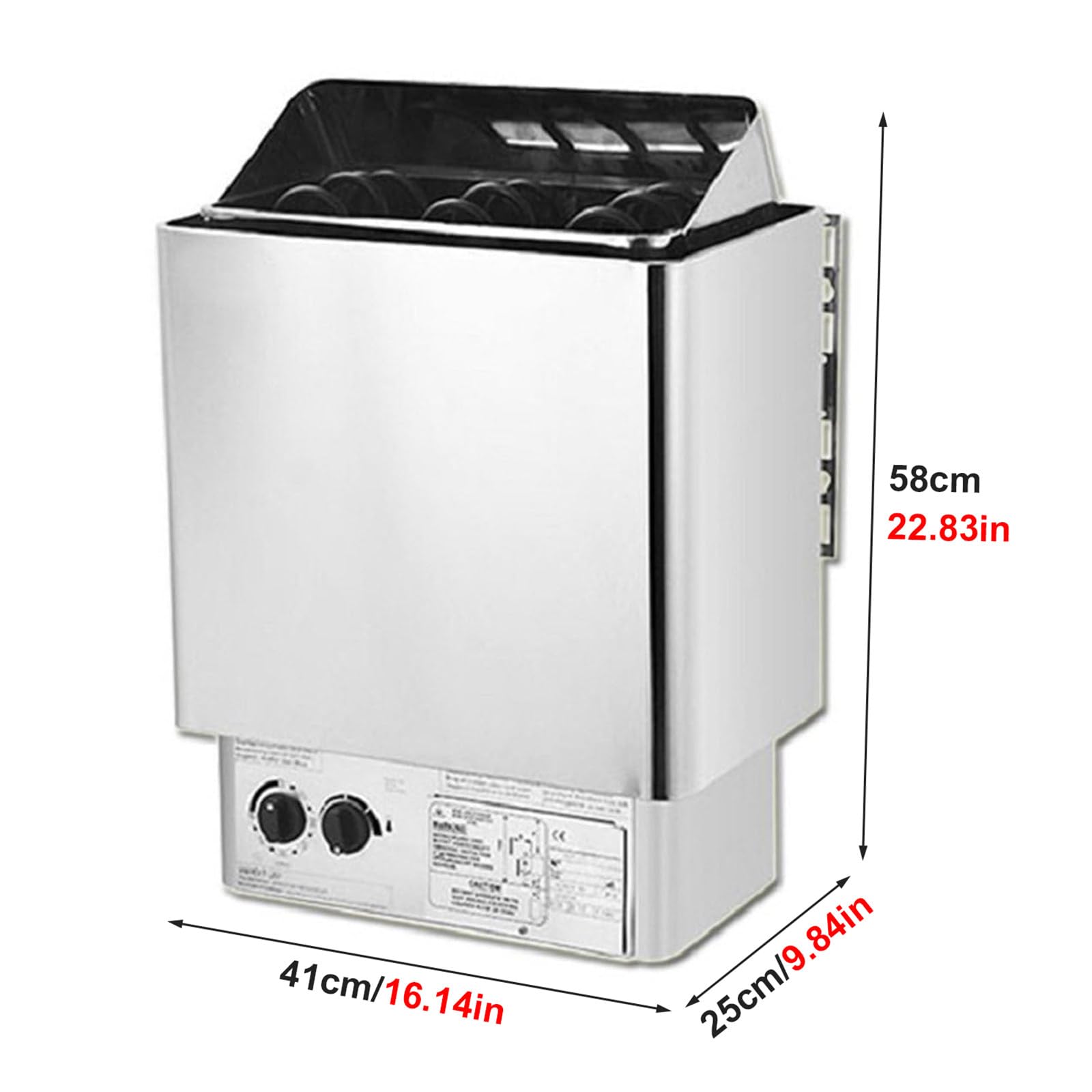 Stufa Elettrica per Sauna da 9 kW con Comandi Integrati, Timer: 0-180 min, Temperatura: 0-110℃, per Ambienti da 9 a 13 m³
