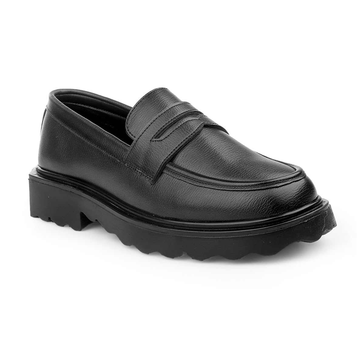 yuvrato baxi Men’s Faux Leather Slip-On Dress Shoes - Textured Penny Loafers with Chunky Sole for Office and Outdoor Wears-picture-48