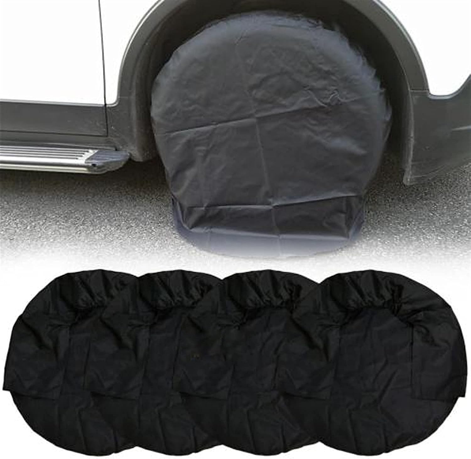 Pokrowce na opony, osłona koła zapasowego, osłona opony samochodowej Zestaw 4 szt. Pokrowce na koła do przyczepy RV Truck Car Camper Przydatna czerń (kolor: niebieski) (Color : Schwarz)