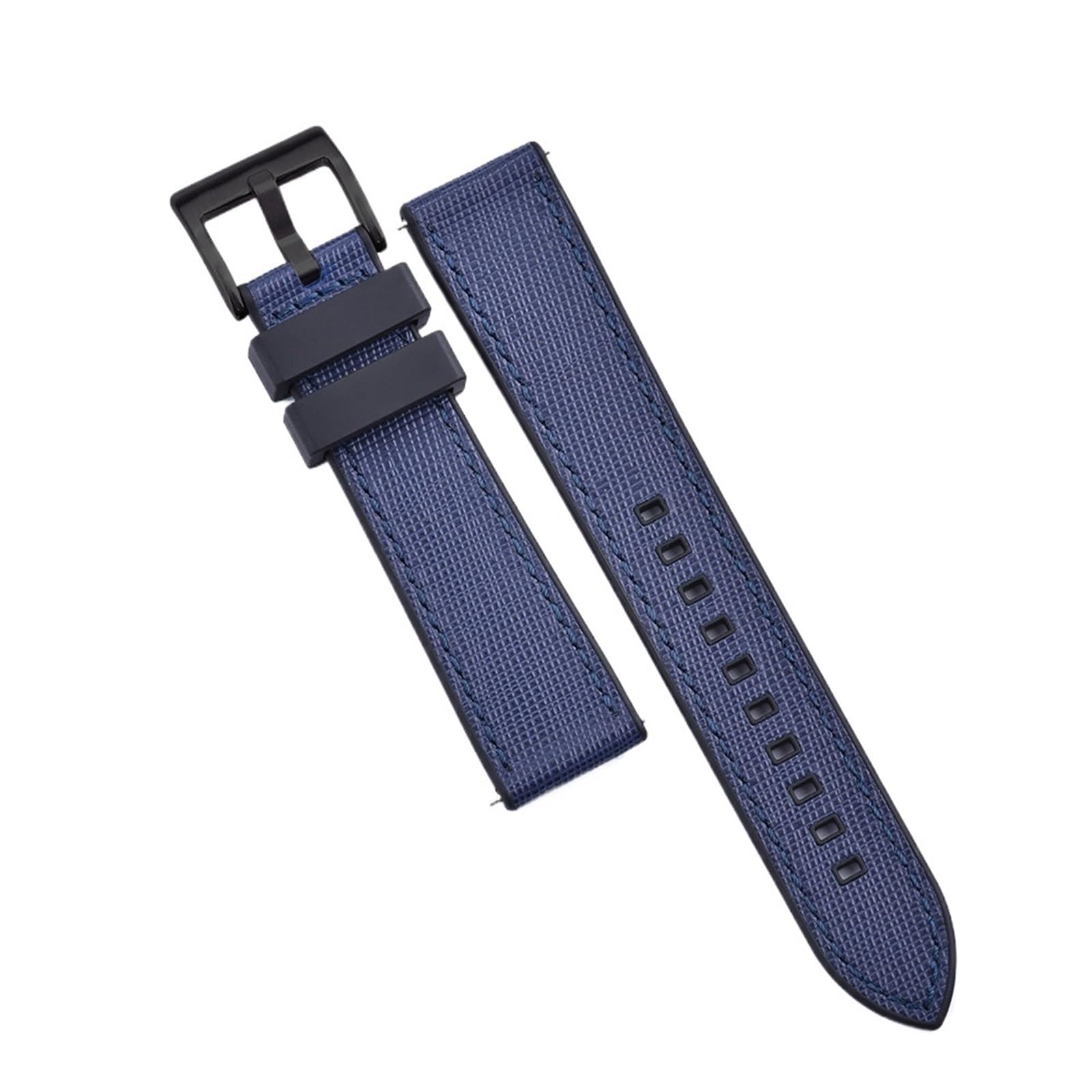 Generico Bracelet de sport hybride en caoutchouc et cuir - Noyau résistant à la transpiration, libération rapide 20/22 mm(Blue Black-Black,20mm)