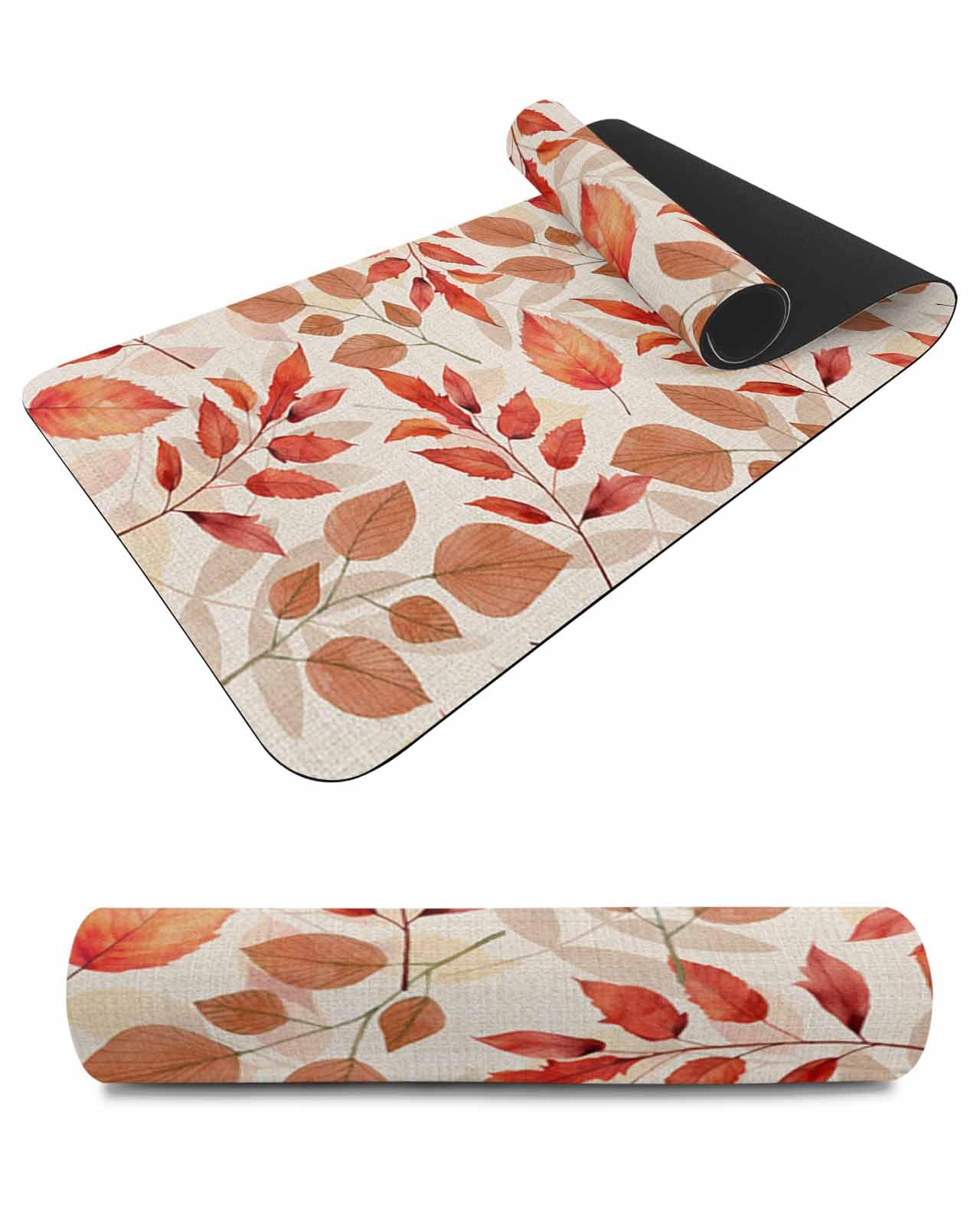 Debedcor Heat Proof Table Pads Waterproof Decorative, Fall Botanical Non-Slip Table Countertop Protector, Pastoral Red Orange Leaves Burlap Insulation Mat for Kitchen Room, 40 x 12 Inches