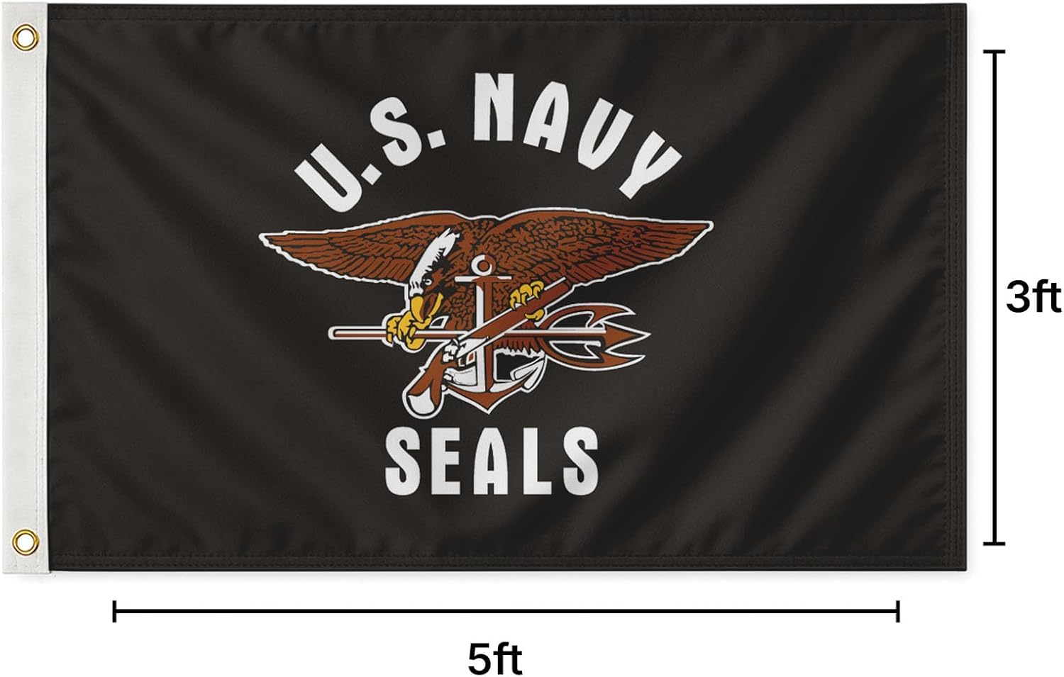 AGAS US Navy Military Seals Flag 3x5 Ft – Official Navy Emblem, 200D Durable Nylon, Single-Sided Print, Canvas Header & Brass Grommets – Outdoor/Indoor Patriotic Armed Forces Display Flag.