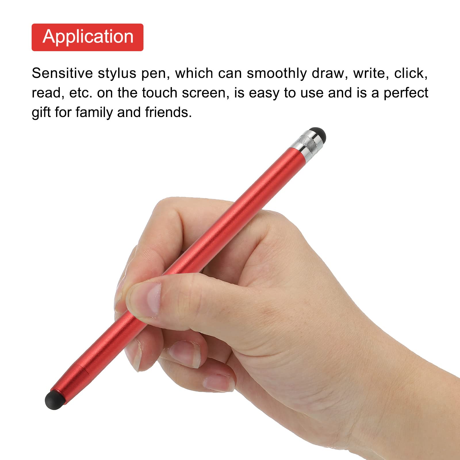 MECCANIXITY 5 lápices capacitivos para pantallas táctiles, doble punta de goma, lápiz capacitivo universal para tableta, sensibilidad, precisión, color rojo