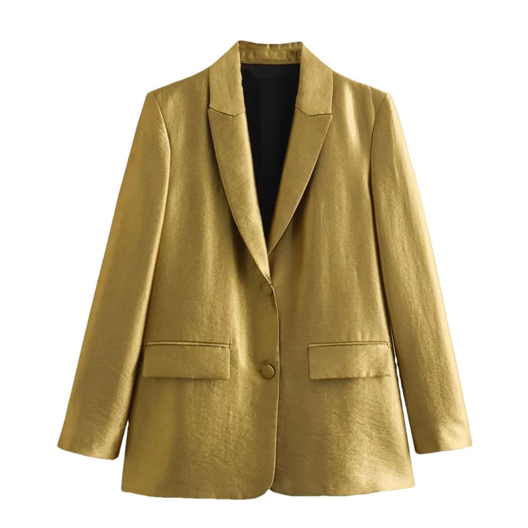 Womens Suit Coat Long Sleeve Lapel Jacket with Loose Fit Office Blazer for Business Casual Formal