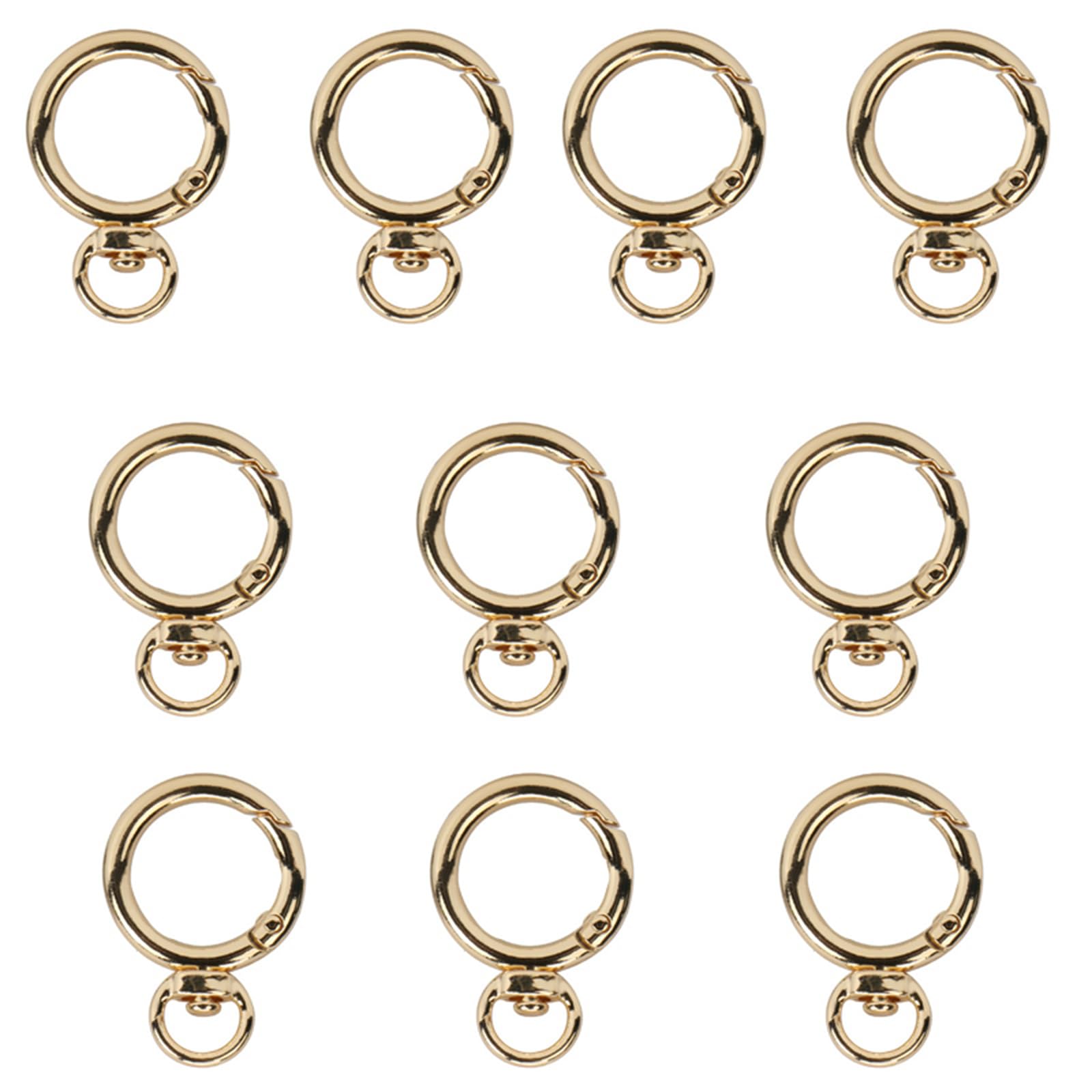 Alksubbm Of 10 Metal Carabiners Keyrings Buckle Metal Spring Clip for Handbag Handle Strap Keychain Craft Jewelry Making Chain Clip