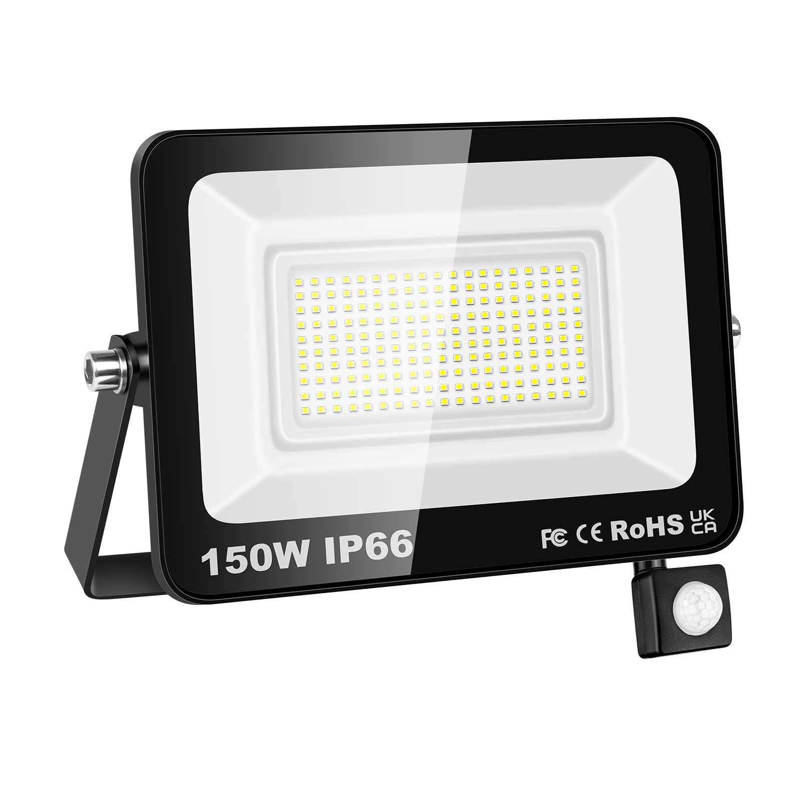 Willpower Proyector Focos LED Exterior con Sensor de Movimiento 150W Luz | 15,000LM, sin Enchufe, 6000K Blanco, IP66 Impermeable, Iluminación para Garaje Patio Jardín Terraza Seguridad Parque Trabajo