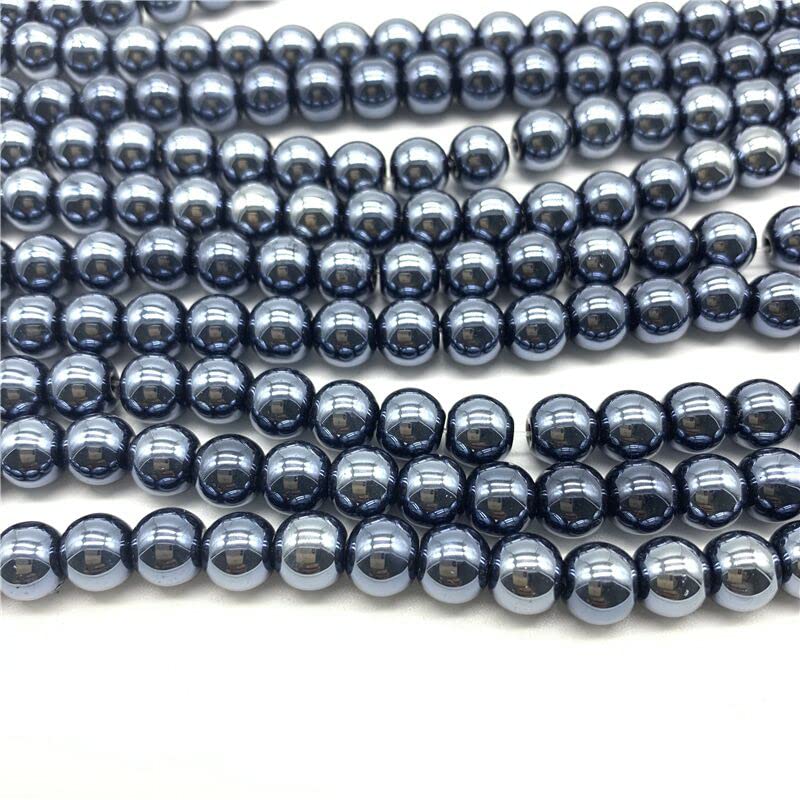 Lot De 45 Perles En Verre Rondes Lisses - Couleur Hématite, 10 Mm